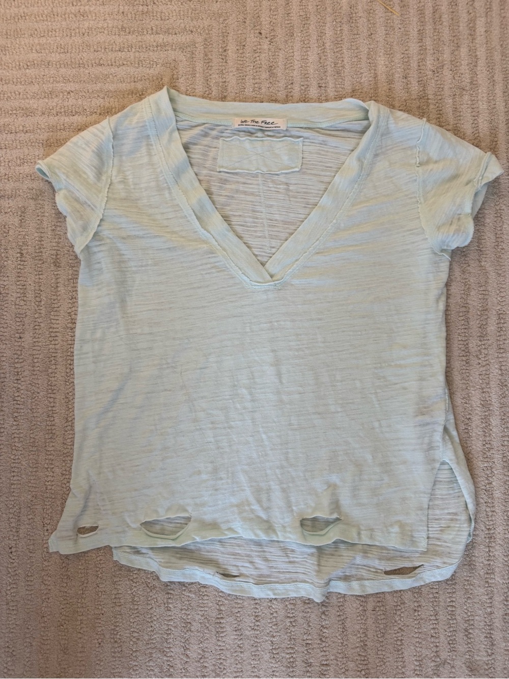 Free People Blue V-Neck Women’s Tee